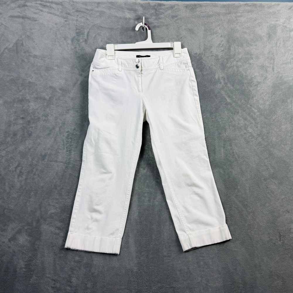 White House Black Market Womens 4 White Slim Crop Capri Pants Office Siren Y2K